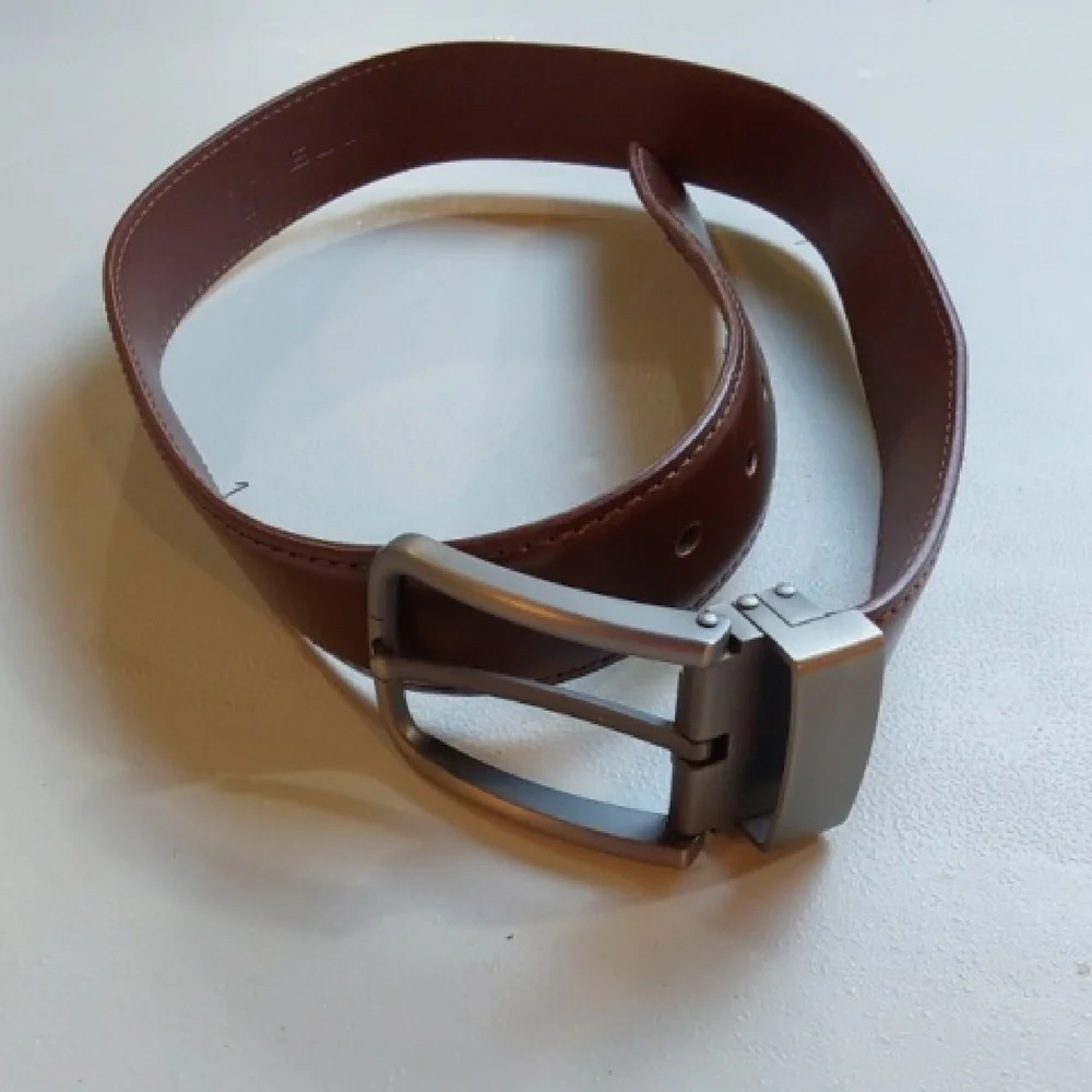 Bulliant Classic Brown Leather Kids Belt with Brushed Metal Buckle Sz.28